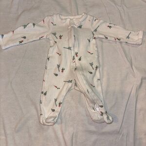 Carter's White Footed One-Piece with Green and Red Veggie Print